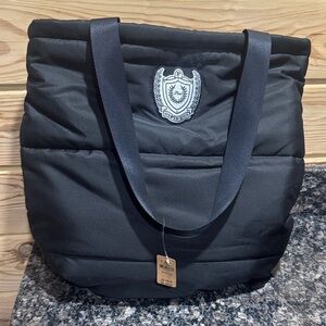 Quilted Black Tote Bag with Emblem by Pink